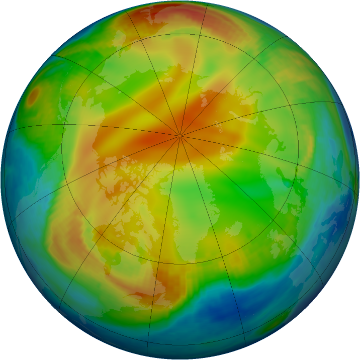 Arctic ozone map for 08 January 1999
